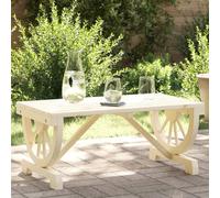 Table basse de jardin 90x50x40 cm en bois de sapin massif - Table d'extérieur design roue de chariot pour terrasse, cour et jardin Meuble durable résistant l'humidité - Idéal pour café et détente