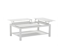 Table basse de jardin aluminium avec plateaux élévateurs - Butterfly - L.120 x l.80 cm