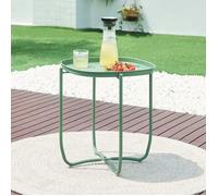[en.casa] Table Basse avec Plateau Amovible Table d'Appoint pour Extérieur Intérieur Jardin Terrasse Balcon Table de Bistrot Design Intemporel Acier 53 x 46 x 46 cm Vert