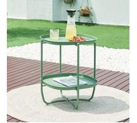 [en.casa] Table Basse avec Plateaux Amovibles Table d'Appoint pour Extérieur Intérieur Jardin Terrasse Balcon Table de Bistrot Design Intemporel Acier 58 x 46 x 46 cm Vert
