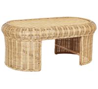 Table Basse de Jardin Boho en Rotin 96 x 60 cm Résistance Extérieur Moyenne Natu