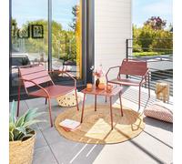 Table basse de jardin carrée PHUKET Acajou 45 x cm - Acier traité époxy, Traitement anti-rouille renforcé Hespéride