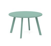 Table basse de jardin d'appoint style nordique Ø 70 x 42H cm métal époxy vert d'eau