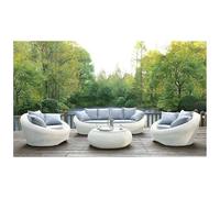 Table basse de jardin en résine tressée ivoire - WHITEHEAVEN de MYLIA
