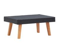 Table Basse de Jardin en Resine Tressee Noire Cadre en Acier Enduit, Resistant aux Intemperies, Compact, Gain d'Espace, Multifonctionnel