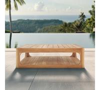 Table basse de jardin en teck massif, 122x86x35 cm, deux plateaux et angle arrondie (NATOFTB12286S)