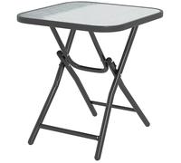 Table basse de jardin - Outsunny - pliable - carrée - 45 x 45 x 50 cm - plateau verre trempé - noir
