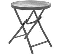 Outsunny Table Basse Ronde Bistro de Jardin Ø 60 x 50H cm Pliable métal Noir Plateau Verre trempé