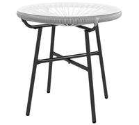 Table basse de jardin - Outsunny - ronde - aspect rotin et plateau en verre trempé - en résine métal - Ø 50 x 50 cm - gris
