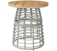 Table basse de jardin - Outsunny - ronde - en résine aspect rotin acier et plateau composite - Ø 45 x 50 cm - gris