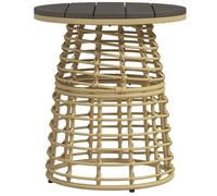 Table basse de jardin - Outsunny - ronde - en résine aspect rotin, métal et plateau composite - Ø 45 x 50 cm - gris et naturel