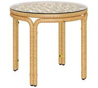 Table D'appoint Ronde De Jardin Ø 50 X 44 Cm Résine Tressée Effet Naturel