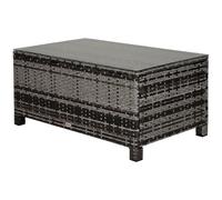 Outsunny Table Basse de Jardin Plateau Verre trempé 5 mm rotin tressé 85 x 50 x 39cm Max. 70 kg Gris