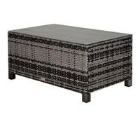 Outsunny Table Basse de Jardin Plateau Verre trempé 5 mm rotin tressé 85 x 50 x 39cm Max. 70 kg Gris