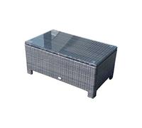Outsunny Table basse de jardin Plateau verre trempé 5 mm Rotin tressé 85×50×39 cm Max. 50 kg Marron