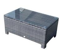 Outsunny Table basse de jardin Plateau verre trempé 5 mm Rotin tressé 85×50×39 cm Max. 50 kg Marron