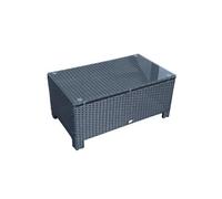 Table basse de jardin - Outsunny - plateau en verre trempé 5 mm - résine tressé - max. 50 kg - 85 x 50 x 39 cm - noir