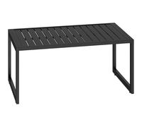 Outsunny Table Basse extérieure Table de Jardin avec Plateau à Lattes, Cadre en Aluminium, pour Balcon, Patio, terrasse, 90 x 50 x 42 cm, Noir