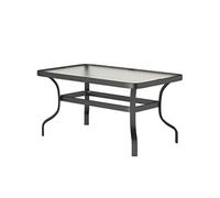 Outsunny Table basse de jardin rectangulaire 95 x 55 x 46 cm – plateau en verre trempé ondulé noir