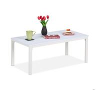 Table basse de jardin - RELAXDAYS - 98x39x48 cm - Résistante aux intempéries - Aspect bois - Blanche