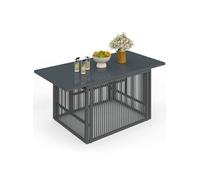 IDMARKET Table basse de jardin relevable rectangulaire 100 cm RIO structure métal et cordage gris anthracite
