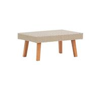vidaXL Table basse de jardin en résine tressée Beige 70 x 50 x 33 cm