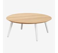 Table Basse De Jardin Ronde En Bois De Teck Et Aluminium (Ø80 Cm) Salbury Blanc Blanc