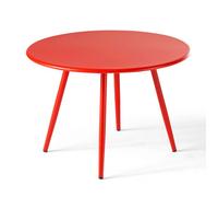 Table basse de jardin ronde en métal rouge 40 cm Palavas, Oviala