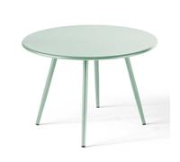 Table basse de jardin ronde en métal vert sauge 40 cm Palavas, Oviala