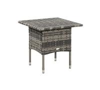 Table de jardin Outsunny Table basse de jardin style cosy chic 50L x 50l x 47H cm Métal époxy résine tressée aspect rotin Gris