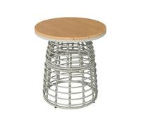 Table basse de jardin - Outsunny - ronde - en résine aspect rotin acier et plateau composite - Ø 45 x 50 cm - gris