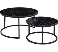 Table basse de la collection MANHATTAN à l'aspect marbre noir, idéale pour un salon chic.