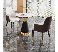 Table basse de loisirs avec 2 chaises, petite table ronde pour vente bureau, hôtel, salon, réception, négociation, une table et deux chaises (blanc)