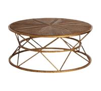 Table basse de luxe légère en métal ancien rétro en bois massif, table d'appoint pour canapé, table basse, table basse pour salon (100 cm)