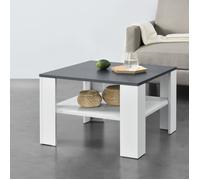 [en.casa] Table Basse de Salon Table d'Appoint avec Espace de Rangement Stockage Panneaux de Particule Bois 60 x 60 x 40 cm Blanc et Gris Foncé