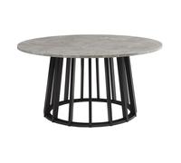 [en.casa] Table Basse de Salon Style Intemporel avec Piètement Stable et Décoratif Plateau Rond pour Séjour Bureau MDF Bambou 90 x 45 cm Effet Béton Noir