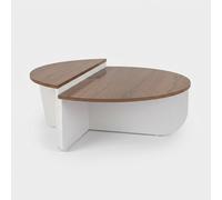 CALICOSY - Lot de 2 tables basses L90 cm - ORION - Noyer/ Blanc