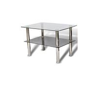Table basse de salon design verre noir blanc 2 plateaux 65 x 45 cm