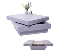 Table basse de salon HWC-G83, extensible, pivotante, 30x70x70cm gris terne