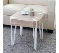 Table Basse De Salon Kos T574, Mvg 52x50x50cm Chêne, Pieds Métalliques Clairs Multicolore