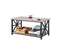 VEVOR Table basse, 1000 x 500 x 465 mm, table de salon rectangulaire avec compartiment de rangement ouvert, table de cocktail rustique en bois pour salon, chambre, appartement, studio, marron et noir