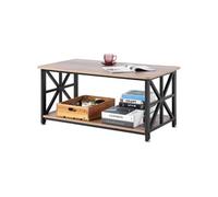 VEVOR Table basse rectangulaire 1000 x 500 x 465 mm, rangement ouvert, bois rustique marron et noir