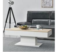 [en.casa] Table Basse de Salon avec 2 Espaces de Rangement Intérieur Design Style Intemporel Stable Rectangulaire pour Séjour Bureau Panneau de Particules 40 x 110 x 60 cm Effet Chêne Blanc