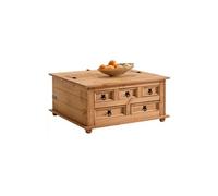 IDIMEX Table Basse de Salon Tequila Coffre Malle de Rangement rectangulaire en Bois Style Mexicain avec 5 tiroirs, en pin Massif Finition teintée et cirée