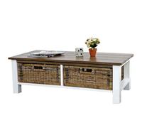 Table Basse De Salon Tula / 38x112x52cm / 2 Paniers Marron