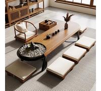 Table Basse de Style Japonais en Bois Massif,idéale pour Les Maisons d'hôtes.Table à thé panoramique,Table de préparation de thé Zen en Bois véritable(120 * 60 * 35cm/47.2 * 23.6 * 13.8in)