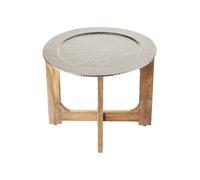 Table Basse Déco 60 cm Argent Aluminium Oriental Fait Main Inde