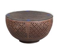 Table Basse Décorative Marrakesch en Bois Massif 80 cm Marron
