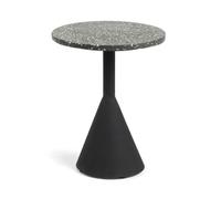 Table basse Delano en terrazzo noir et pieds en acier finition noire Ø 40 cm
