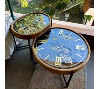 Table Basse d'engrenage d'horloge rétro, Real Moving Gears